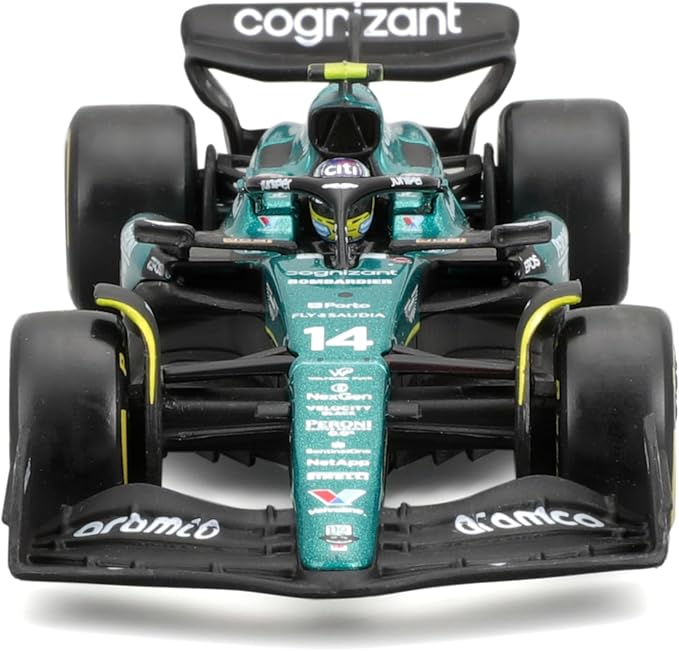 Bburago 1:43 Scale Formula Race Aston Martin AMR23 (2023) Diecast Vehicle with Driver Helmet