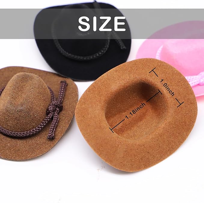 Dollhouse Cowboy Hat, Miniature Cowboy Hat, 1:12 Scale Miniature Soft Cowboy, Mini Hat, American Old West Hat, for Dollhouse Craft Supplies (2PCS) (Black)