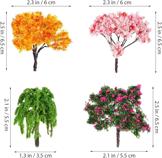 TOPPERFUN 12Pcs Miniature Model Trees Set 3.34In Small Fake Trees for Train Scenery DIY Craft Decorations Architectural Model Landscaping Accessories