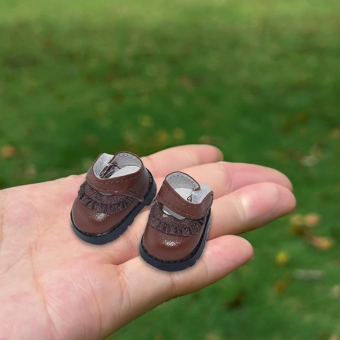 Compatible with Labubu Doll Shoes for 17cm Doll,Shoes Used for Labubu Accessories(HB-Brown)