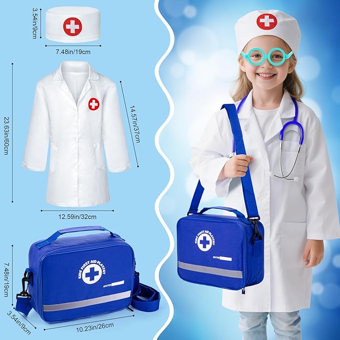 EFO SHM Doctor Kit for Kids, 35 Pcs Kids Doctor Kit for Toddlers 3-5 with Medical Storage Bag & Real Stethoscope, Pretend Play Doctor Set for Fun Role Playing Game