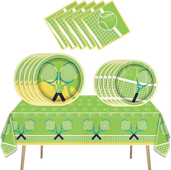 Tennis Tableware Set, Tennis Ball Disposable Dinnerware, Sports Themed Party Supplies