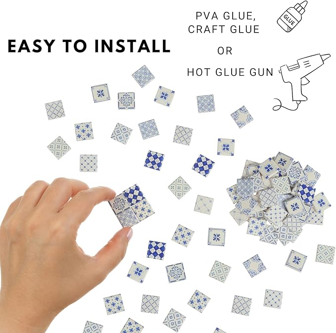 150 pcs, Dollhouse Flooring, 1:12 Scale Doll House Tiles, Miniature Checkerboard Floor, REDUCIO! (Timeless Porcelain)