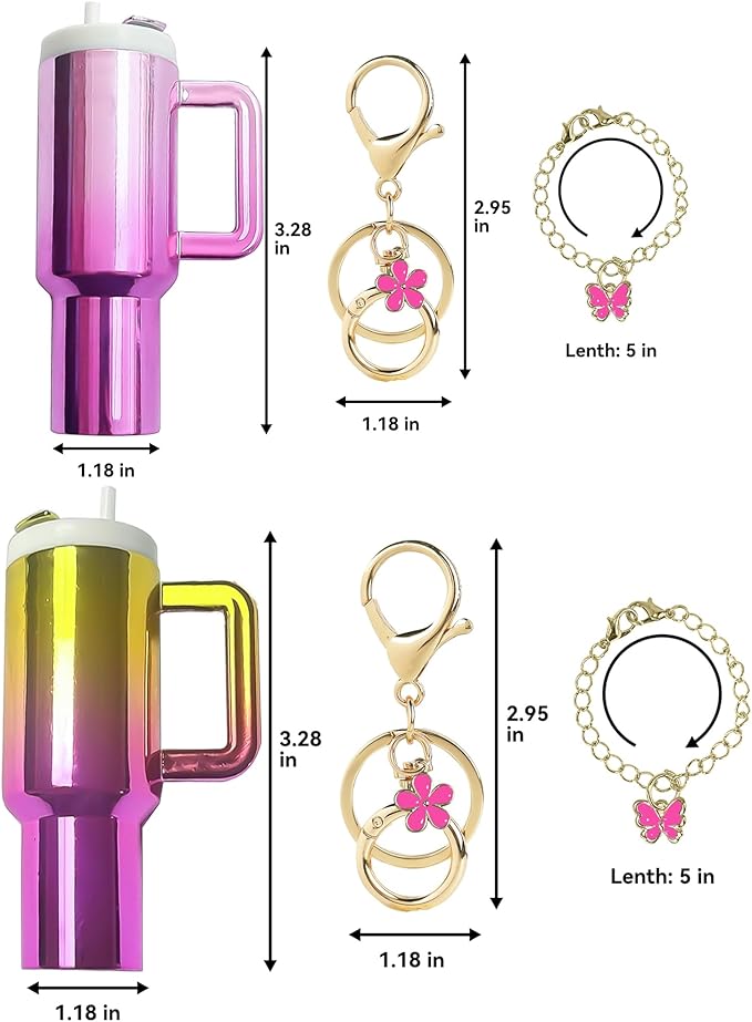 ERTUNA Mini Tumbler Keychain Accessories for Stanley Cup, 2 Way Cute Charms Chapstick Lip Balm Holder for Women Purse Handbag