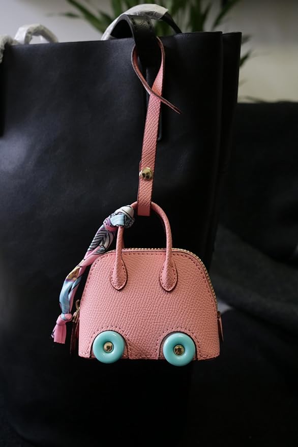 Buyborgood Women's 2 PCS Mini Tote Bag Charms Keychain Pouch Small Coin Purse Wallet, Blue+Pink