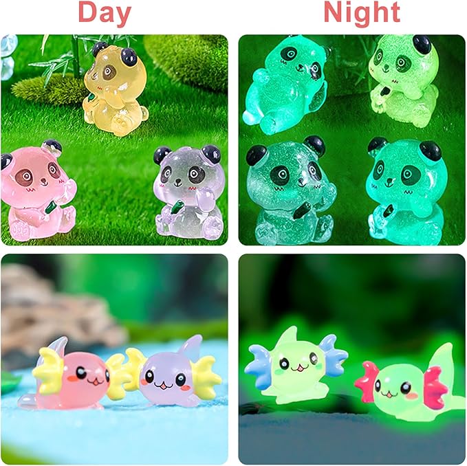 150 Pcs Mini Resin Animals Kit Accessories Variety Pack Glow Animal Figurines Resin Ducks Dinosaurs Figurines Accessories for Variety Pack for Garden Micro Landscape Aquarium Potted Dollhouse Decor