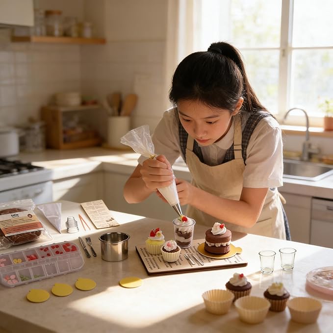 BoFUN DIY Miniature Cake Dessert Craft Kit - 1:12 Scale Dollhouse Accessories, Collectible Figurines for Desktop Decor, Creative Gift for Teens Adults Miniature Lovers