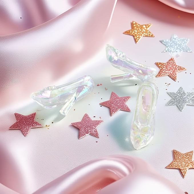 4pcs Acrylic Mini High Heels: Crystal Glass Slipper Style Shoes (1:12 Approx) for Dollhouse Fashion, DIY Jewelry, Collector Display