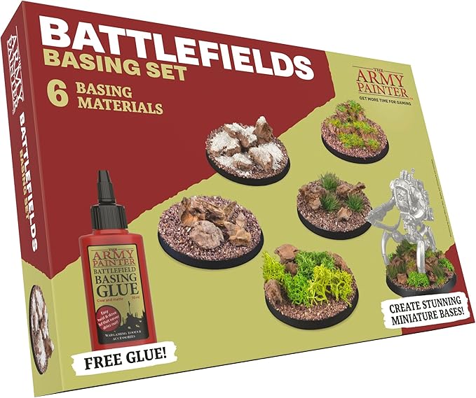 The Army Painter Battlefields Basing Set - Static Grass for Miniature Terrain Basing set - Static Grass & Free Basing Glue, Woodland Scenic Static Grass, Scenery Flocks - Master Quality Game Miniature