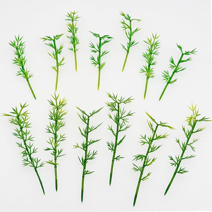 Woohome Model Miniature Bamboo Trees, Green Plastic Bamboo Trees for Building Model, Home Miniature Landscape Landform Diorama Project, 100 PCS, 2.36’’ and 3.15’’