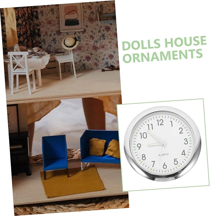 TOYANDONA Miniature Clock Model Models Furniture Tiny House Accessories House Floor Clock Doll House Scene Decoration Doll House Decor Miniatures White Wall Clock Alloy.Glass.Paper Props