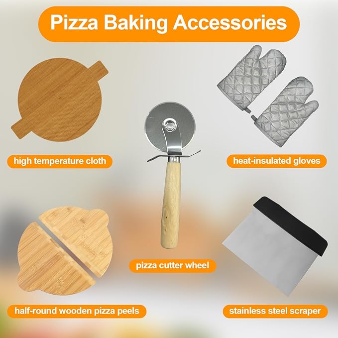 ECUMFFY Pizza Oven Indoor, 12 Inch Retro Pizza Maker, Rapid Heating 800˚F, 1200W Glazed Ceramic Stone Electric Pizza Cooker, Two-button Precise Temperature Control, Viewing Window for Precise Cooking