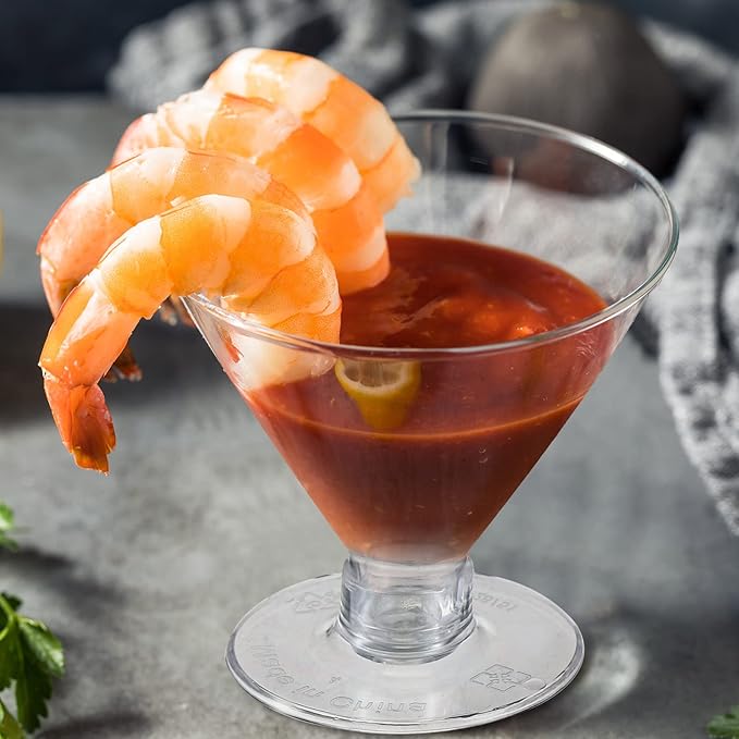 Yinkin 50 Pcs 5 oz Plastic Martini Glasses Disposable Clear Cocktail Dessert Parfait Glasses Unbreakable Mini Martini Cups for Wedding Party Bowl Wine Ice Cream (Stemless)