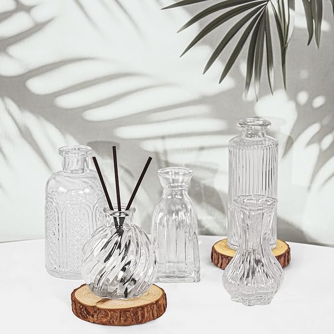 24Pcs Glass Bud Vase Set,Small Flower Vase for Tables Centerpieces Decor, Mini Vintage Clear Vase for Home,Wedding,Party Decorations
