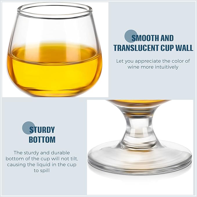 CHENGU 6 Pieces 2 Oz Mini Shot Glass Set for Whiskey, Brandy, Tequila Clear Tasting Glasses, Snifters, Cordial and Sherry Glasses