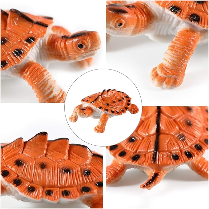 Bememo 16 Pcs Plastic Turtles Toys for Kids Small Sea Turtles Figurines Party Decorations Fake Ocean Animals Figures Bath Toys Mini Realistic Tortoises 2026 Educational Gifts for New Years Birthday
