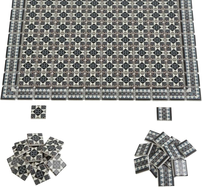 150 pcs, Dollhouse Flooring, 1:12 Scale Doll House Tiles, Miniature Checkerboard Floor, REDUCIO! (Gothic Mosaic)