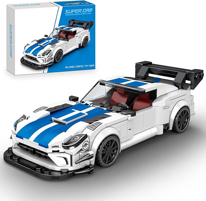 HIGH GODO Sports Car Building Set, Racing Car Decor Model Kit, Cool Collectible Cars Toys Gifts for Adults Teens Age 14+ (394 Pieces)