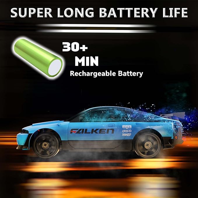 RC Drift Car 1:24 Remote Control Car 4WD 15KM/H High Speed Racing Sport Car with LED Lights RC Cars Toy for Kids Boys Girls Adults Gifts Birthday Christmas Rechargeable Batteries