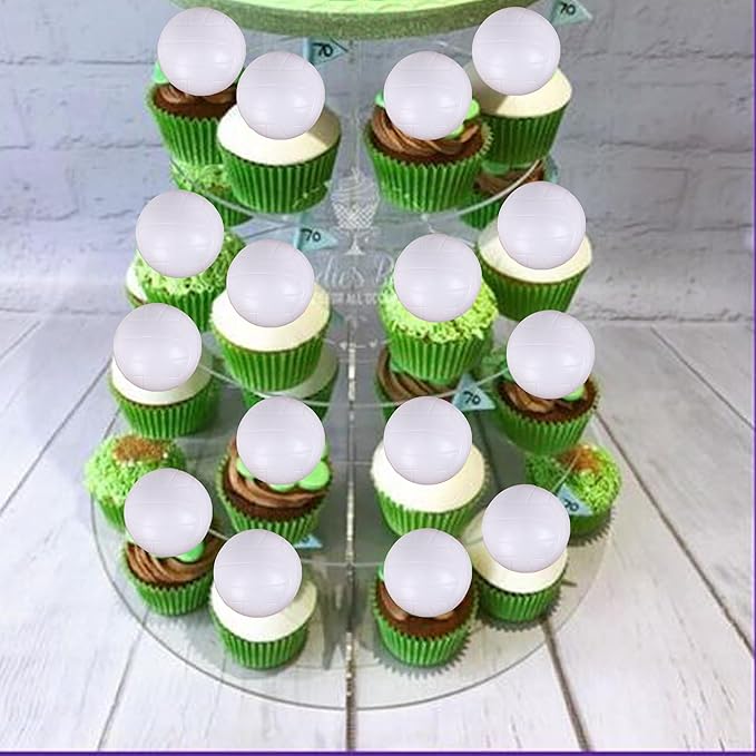 Rsstarxi 12 Pack 3D Volleyball Cupcake Toppers for Sports, Baby Shower & Kids Birthday Parties