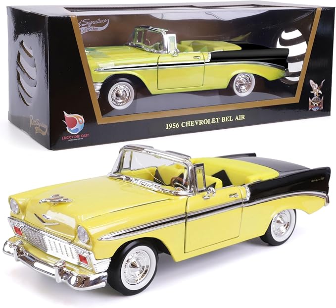 1956 Chevrolet Bel Air 1/18 Scale Die-Cast Metal Model Premium Classic Vintage Alloy Collection Cars with Display Case, for Kids Men and Teens Dad 14+ Year