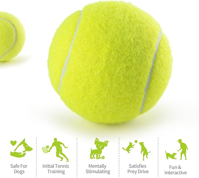 PHOEPET 6-Pack Tennis Balls for Beginner Training Practice- Bulk Dog Balls for Fetch Chew Toys(Neon Yellow)
