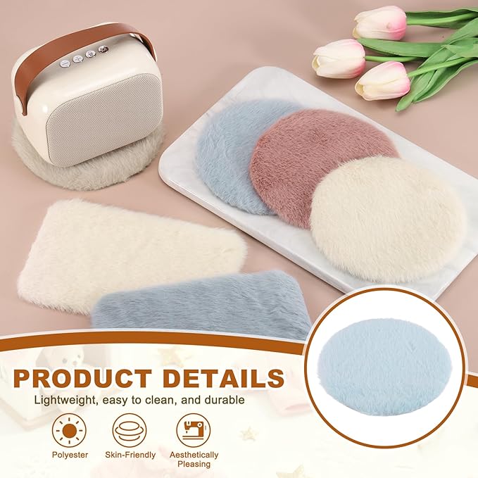 uxcell 3Pcs Dollhouse Miniature Carpet, 1:12 Fluffy Doll House Rugs Prop Small House Accessories for Doll House Furniture Decor Play, Blue Round