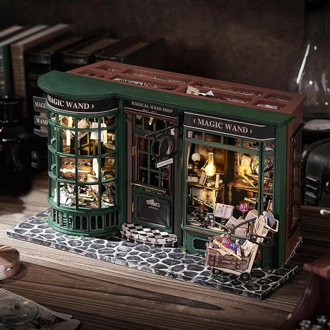 GuDoQi DIY Miniature House Kits, DIY Miniature Dollhouse Kit with Furniture, Tiny House Kits 1:24 Scale, Creative DIY Crafts for Adults Teen, Christmas Birthday Gifts, Magic Shop