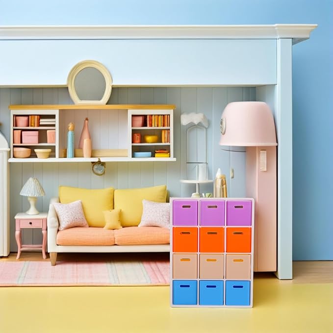 BESTonZON 1 12 Miniature Dollhouse Storage Shelf Plastic Organizer Diy Combination for Dollhouse Miniatures and Accessories Display