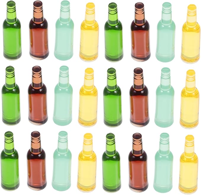 JOINPAYA 24pcs Miniature Wine Bottles Resin Ornaments for Dollhouse Decorations Mini House Accessories for Boys and Girls Playrooms Living Room and More