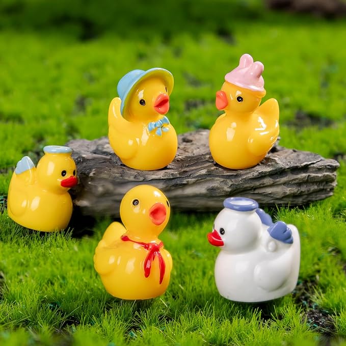 62Pcs Multicolor Mini Resin Ducks,Tiny Ducks to Hide,Exquisite Little Ducks Micro Sculptures,Fairy Garden/Dollhouse Decor/Miniature Landscape Ornaments