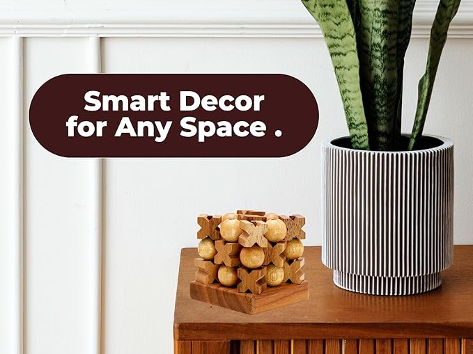BSIRI 3D Wooden Tic Tac Toe Rustic Coffee Table Decor Unique Gifts for Special Occasions Fun for All Ages in Strategic Game Night Family Games