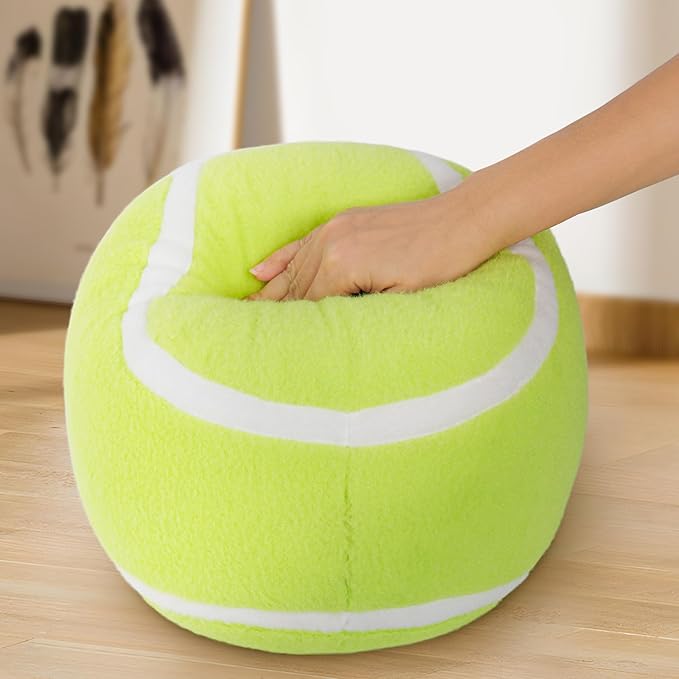 OurHonor Tennis Ball Plush, 11.8" Soft Tennis Stuffed Toy Tennisball Throw Pillow Fluffy Tennis Plushies Sport Theme Gift for Kids Boy & Girls Children