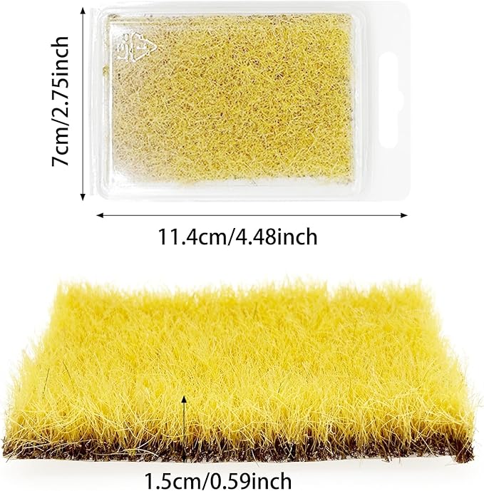 Woohome 2 PCS Model Grass Tufts Resin Static Scenery Model, Artificial Grass for Building Model, DIY Miniature Train Landscape Terrain Railway Scenery Decorations, Yellow