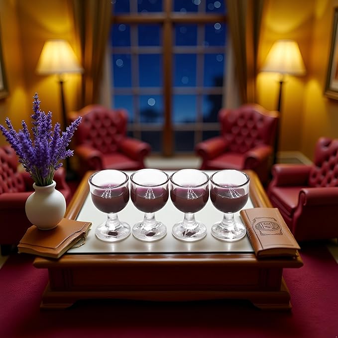 4 Pcs Red Wine 1/12 Miniature Wine Glasses Dollhouse Decoration Accessories Decoration Model Living Room Scene Craft Displays
