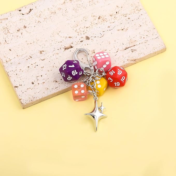FunBoat Magic 8 Ball Cute Dice Charm Keychain Cute Backpack Purse Bag Hangings Accessories, Y2k Key Chain Gift Aesthetic