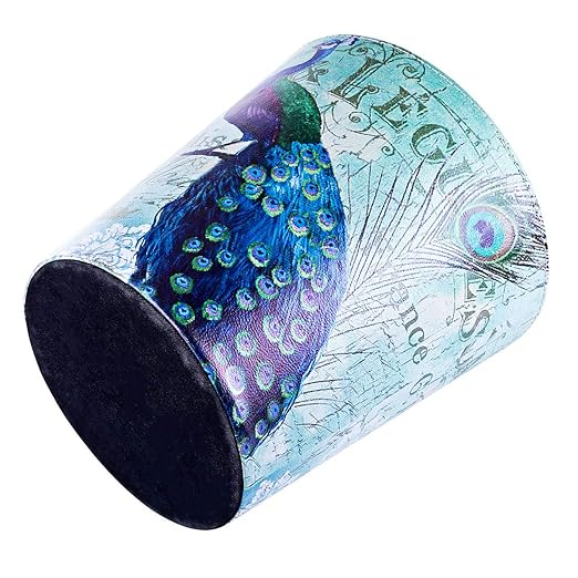 Scakbyer 10L Retro Style Kitchen Trash Can Bedroom Trash Bin Wastebasket for Bathroom Office Living Room (Peacock)