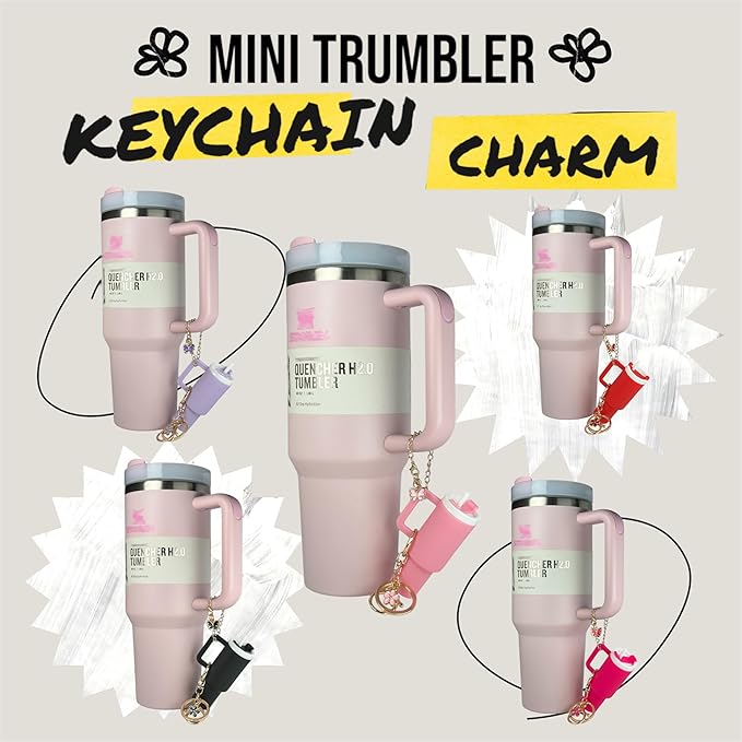 ERTUNA Mini Tumbler Keychain Accessories for Stanley Cup, 2 Way Cute Charms Chapstick Lip Balm Holder for Women Purse Handbag