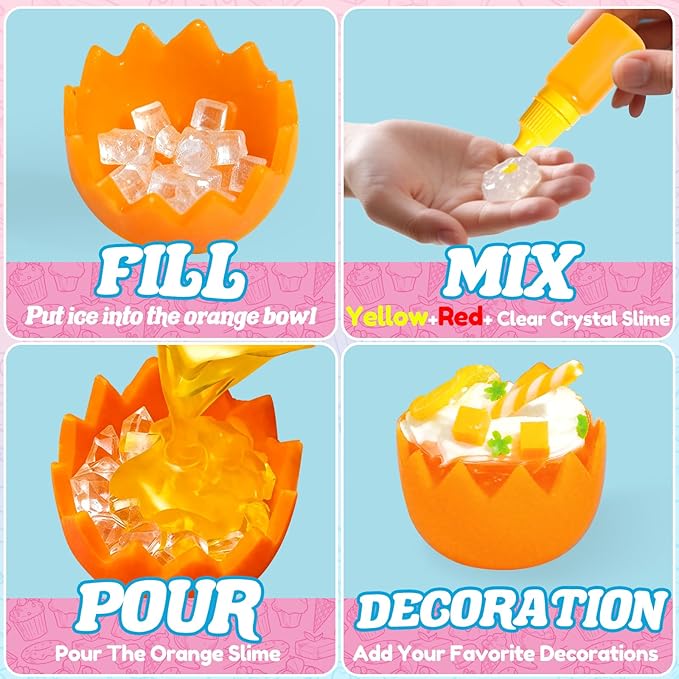 18 Minature Food Slime Kit, Mini Sweet Dessert & Drink, Arts and Crafts Set, DIY Kitchen Pretend Play Toys, Christmas Birthday Party Favors Gift for Girls Kids Ages 8-12, NOT Edible