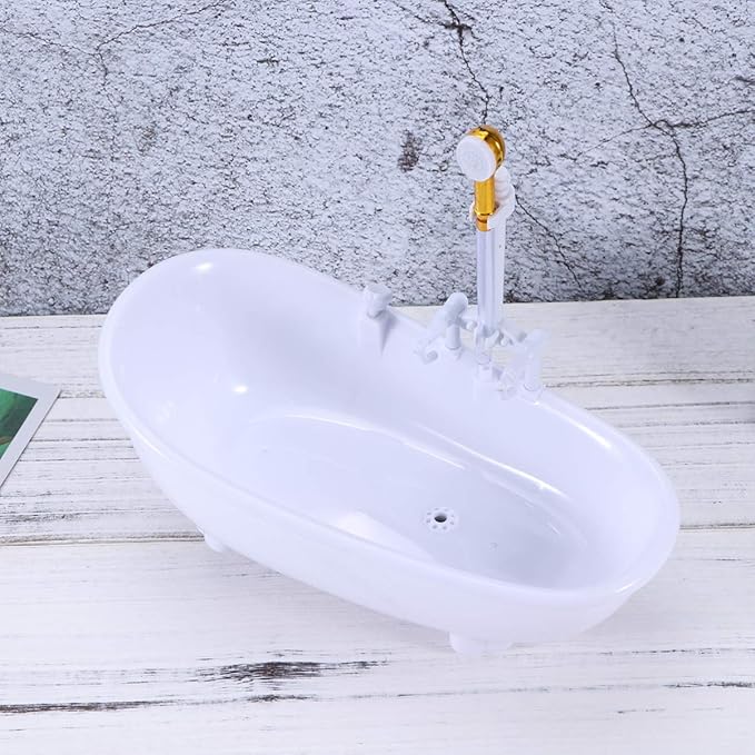 Doll Bathroom Set Electric Doll Bathtub House Furnisher Wood mini Bathtub Miniature White Miniature House Playsets