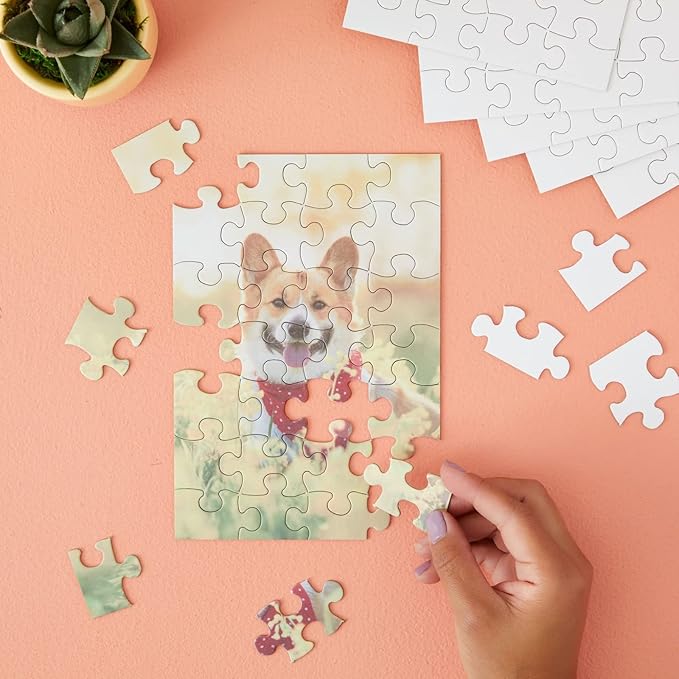Juvale DIY Crafts Kit - Make Your Own Custom Puzzle Canvas - Mini Puzzles for Kids & Bulk Craft Kits - 6 x 8 in, 28 Pieces, 48-Pack