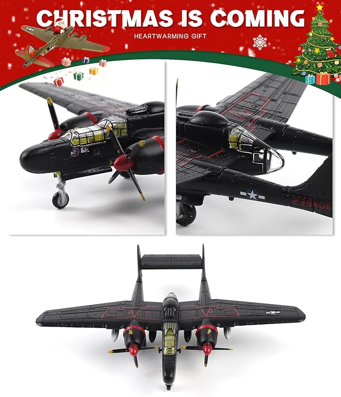 Northrop P-61B Black Widow 1:144 Scale Aircraft Model Kits WWII Fighter Model Metal Die-cast Model Aircraft for Collection Or Airplane Model Gift