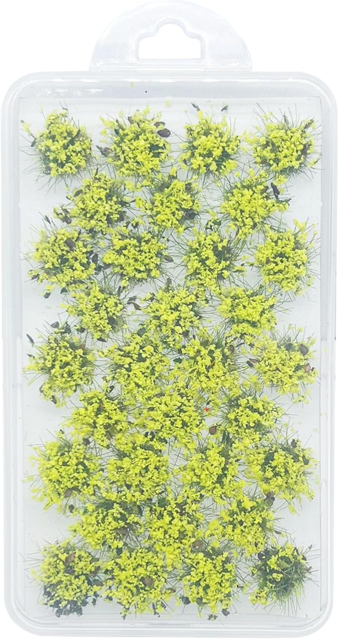 Woohome 32 PCS Static Grass Model Grass Railway Artificial Grass Yellow Bushy Tuft Flower Cluster Vegetation Groups for DIY Architecture Building Model Train Landscape Railroad Scenery