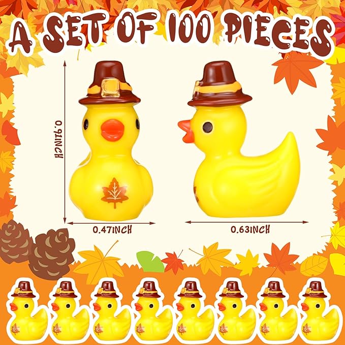 100 Pcs Themed Ducks Resin Ducks Resin Party Decorations for Crafts Making DIY Miniature Landscape Micro Decor Gifts (Maple Leaf)