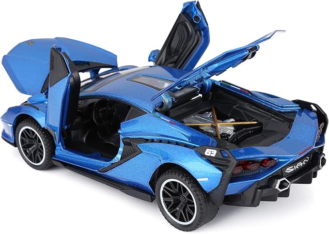 SASBSC Lamb Toy Cars Sian Diecast Metal Model Car with Light and Sound Fkp3 Pull Back Car Toys for Boys Age 3 + Year Old (Blue)