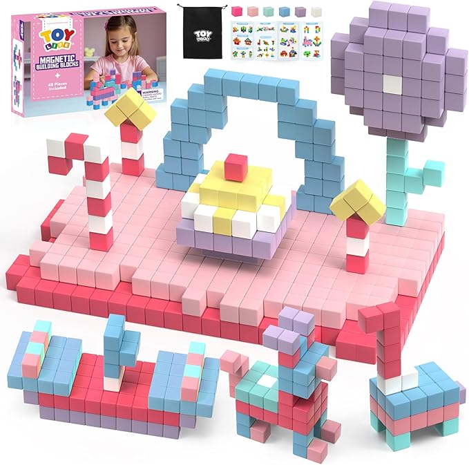 TOY Life 48 Pcs Magnetic Blocks Ages 3-5, Magnetic Building Blocks for Toddlers, Magnetics Blocks for Kids Ages 4-8 Girls & Boys, Learning Building Toys for Age 3 4 5 6 7 8-12