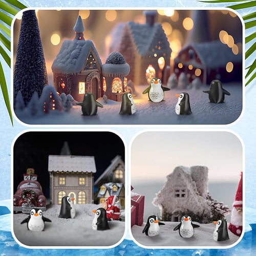 120 Pcs Miniature Penguin Figurines Resin Penguin Figures Bulk 0.87'' Cake Topper Mini Toys Animal for Fairy Garden Micro Landscape Winter Christmas Scene Decor Party Supplies