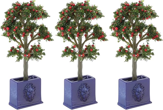 3PCS Mini Dollhouse Plants Model, Portable Dollhouse Plants Artificial Fruit Tree Model for 1/12 Scale Dollhouse Decoration