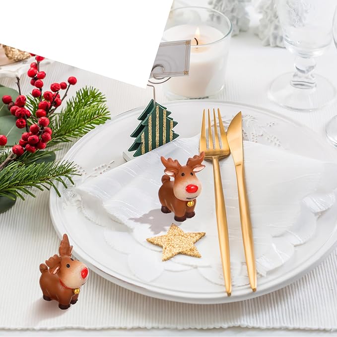 ARTIBETTER 15 Pcs Christmas Decor Christmas Miniature Deer Figurines Holiday Reindeer Figurines Elk Desktop Adornment Mini Deer Decorations Cartoon Crafts
