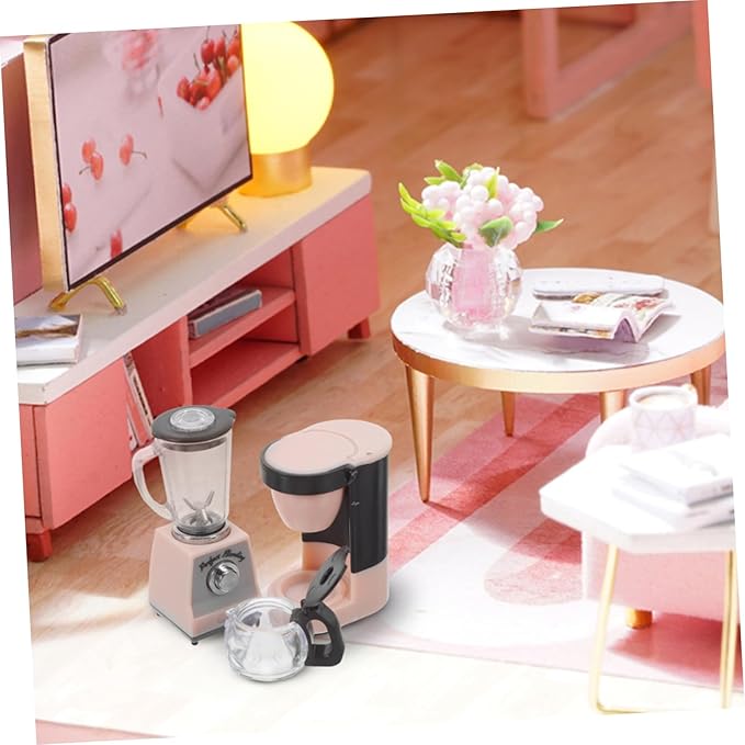 1 Set Scale Miniature Dollhouse Coffee Maker Charming Kitchen Appliance Prop with Realistic Coffee Pots Juicer Interactive Dollhouse Accessories for Creative Play
